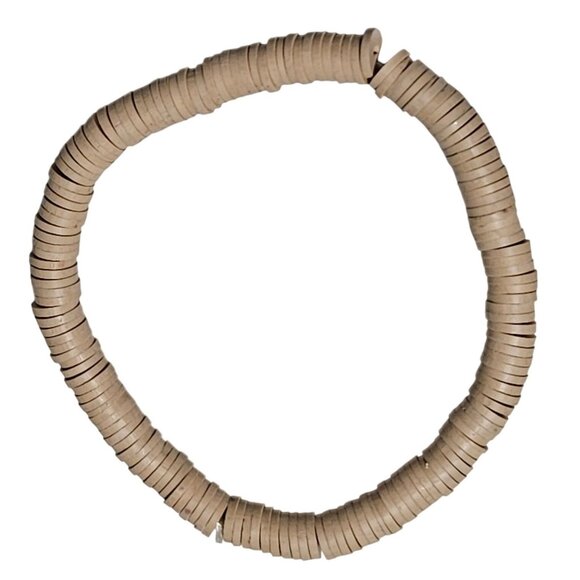 Handmade Boho Beige Heishi Disc Bead Stretch Bracelet Beach Core Fashion Jewelry - Picture 1 of 3